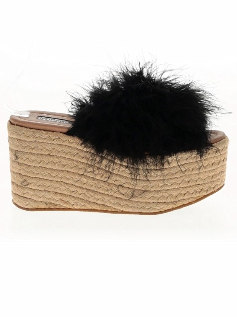 Topshop Black Feather Espadrille Platform Slide